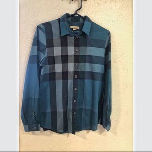 Burberry Teal Plaid Shirt